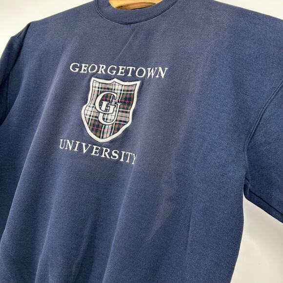 VTG 90s Men's Blue Nutmeg Georgetown University Bulldogs Crewneck Sweatshirt XL - Picture 5 of 8